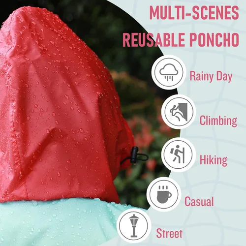 Vista 5 de SaphiRose Unisex Rain Poncho Raincoat Hooded for Adults Women with Pockets