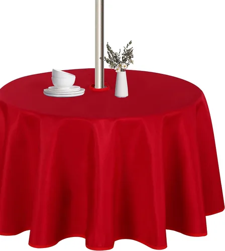 Vista 31 de LUSHVIDA Mantel cuadrado para exteriores con agujero para sombrilla y cremallera, 54 x 54 pulgadas, color negro, lavable, impermeable, a prueba