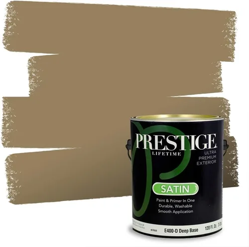 Vista 135 de PRESTIGE Pinturas de pintura exterior e imprimación en uno, 1 galón, plano, combinación comparable de Benjamin Moore* Manzanilla*