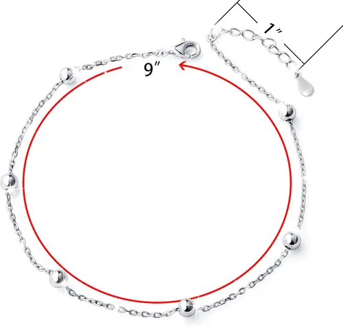 Vista 2 de Tobillera para mujer y niña, S925 plata de ley, ajustable, estilo de playa, joyería pulsera para tobillo