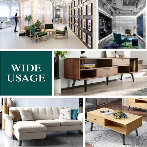 Vista 7 de 4 patas de muebles de 6 pulgadas, patas de metal cónicas oblicuas, color negro mate, pies de muebles de estilo de mediados de siglo para sofá