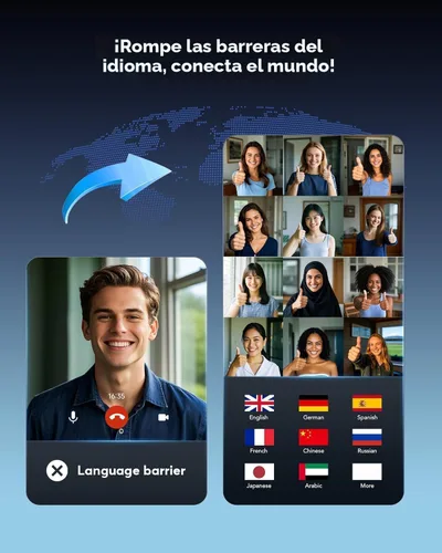 Vista 2 de CoolJumper Auriculares con traductor de idiomas AI en tiempo real, soporte de 144 idiomas para viajes y aprendizaje, auriculares Bluetooth 3 en 1