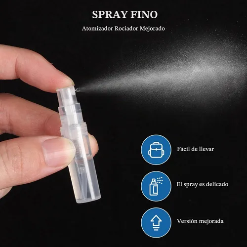 Vista 3 de Chiallco Mini Botellas de Muestra de Perfume, Paquete de 10 Unidades de 5 ml de Botella de Spray de Perfume Pequeña de Plástico, Neblina Fina