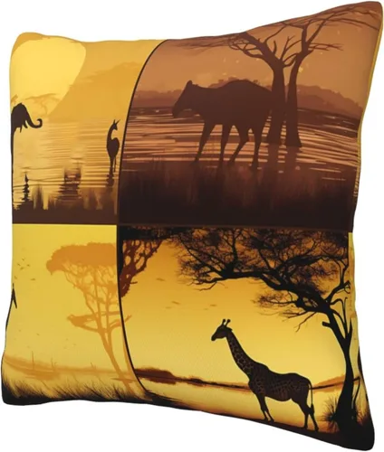 Vista 7 de Fundas de almohada decorativas de 16 x 16 pulgadas, fundas de almohada para sofá, animales de pastizales africanos, fundas de almohada cuadradas