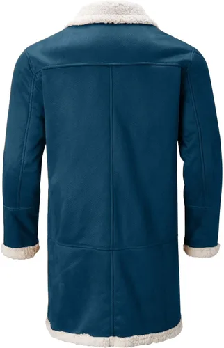 Vista 4 de Abrigo de piel sintética con forro de sherpa para hombre, abrigo de piel de oveja de lana de oveja pesada, chaqueta de piel de gamuza pesada