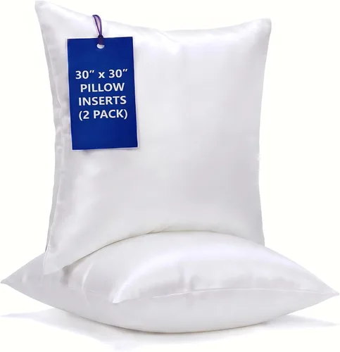 Vista 13 de WINGLAM, Rellenos de almohada, almohadas decorativas, relleno de funda, blanco, paquete de 2, 26 x 26 pulgadas, hipoalergénico, poliéster, ultra