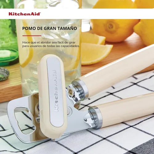 Vista 3 de KitchenAid Classic - Abrelatas y sacacorchos multifunción de fácil uso, rueda de corte de acero inoxidable ultra afilada, mangos ergonómicos suaves