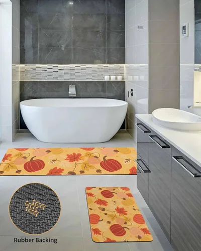 Vista 5 de Tapete de baño de calabaza para bañera, antideslizante, de secado rápido y absorbente, de tierra de diatomeas, tapete de cocina, tapete de cocina