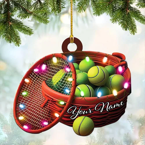 Vista 12 de Adorno plano acrílico personalizado para niña, jugador de tenis, regalo para amantes del tenis, jugador de tenis, adorno de Navidad para árbol de Tn1