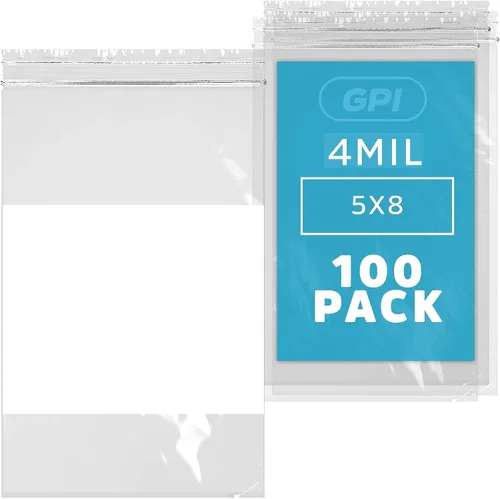 Vista 36 de GPI - 2" x 3" - Paquete a granel de 100, bolsas de plástico transparente con cierre de cremallera de 4 mil de grosor, resistentes, con bloque blanco