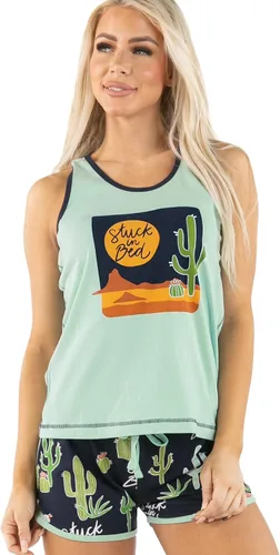 Vista 10 de Lazy One - Pijamas a juego para mujer, lindo conjunto de shorts y camiseta sin mangas, pijamas de verano Oso en Am