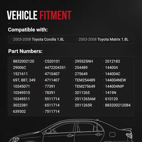 Vista 4 de Kit de reemplazo de compresor de aire acondicionado y embrague - Compatible con vehículos Toyota - 2003, 2004, 2005, 2006, 2007, 2008 Corolla