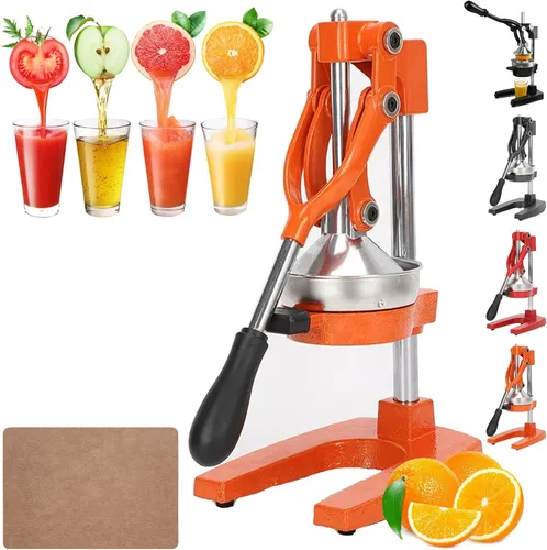 Vista 8 de Exprimidor manual de hierro fundido, máquina de prensa manual de exprimidor de cítricos, exprimidor de naranja limón de acero inoxidable resistente