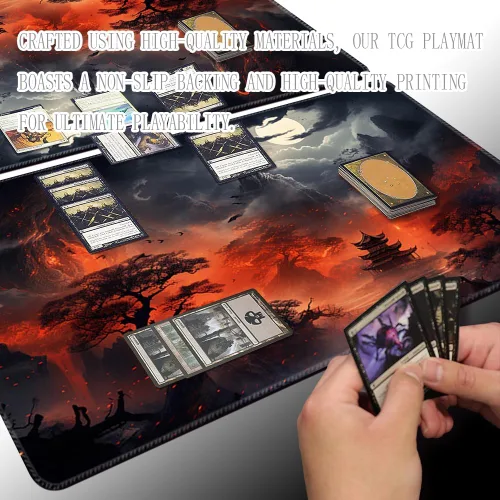Vista 4 de MTG - Tapete de juego tamaño 24 x 14 pulgadas, bolsas de almacenamiento antideslizantes, ideal para entusiastas de los juegos de cartas, tapete