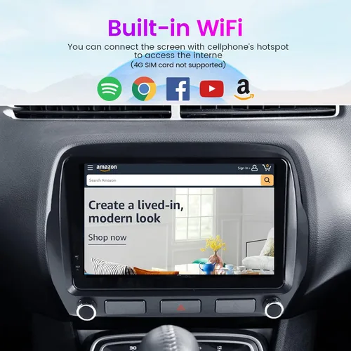 Vista 5 de MekedeTech Android 12 Radio de coche de 10 pulgadas pantalla táctil para Chevrolet Camaro 2010 2011 2012 2013 2014 2015, compatible con CarPlay