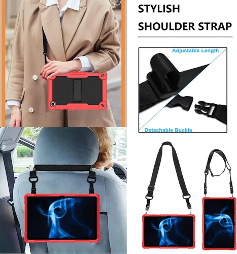 Vista 2 de Para Onn 10.4 Tablet Pro 2023 Modelo: 100110603 Funda protectora híbrida de alta resistencia con correa para el hombro para Walmart Onn 10.4 Tablet
