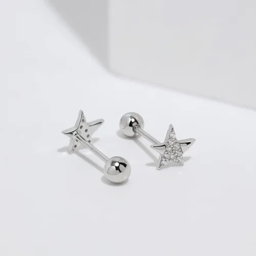 Vista 2 de Meissa Aretes de bola de rosca para mujer, plata de ley 925, delicados y bonitos aretes de estrella para múltiples piercings