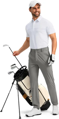 Vista 6 de Soothfeel Pantalones de golf para hombre con 5 bolsillos, ajustados, elásticos, casuales, de viaje, pantalones de trabajo para hombre