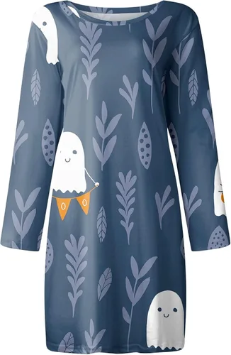 Vista 3 de Vestido de Halloween para mujer casual holgado manga larga con estampado para disfraz