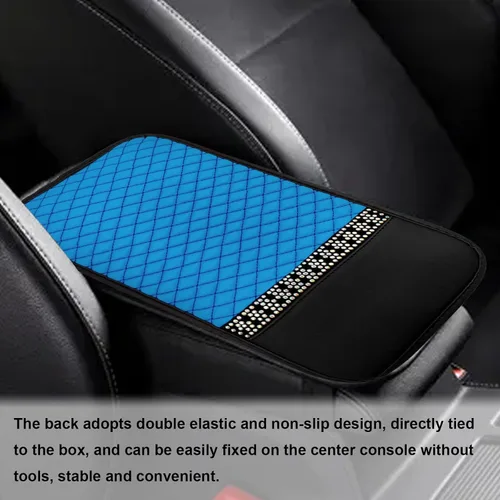 Vista 7 de Funda de cuero brillante para consola central de automóvil, protector de consola central de automóvil, alfombrilla de almacenamiento para Azul