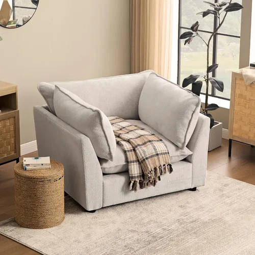 Vista 31 de Iroomy Oversized Modular Sectional Sofa, Chenille Cloud Couch, Deep Comfy Seat, 4-Seater Sofas, Couches, Living Room, Beige