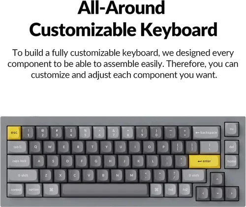Vista 4 de Keychron Q2 Teclado mecánico personalizado con cable macro programable QMKVIA aluminio completo interruptor Gateron G Pro Brown intercambiable 65