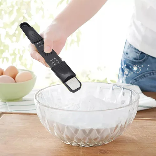 Vista 8 de M&c Cuchara medidora ajustable de doble cara – Cuchara dosificadora con nivelador en gramos y ml – para ingredientes secos o líquidos, hornear