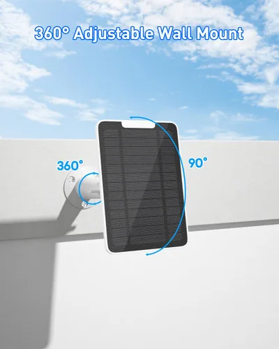 Vista 6 de Panel solar premium para cámara Google Nest, panel solar de 5W para cámara Google Nest interior y exterior (versión con batería), especialmente