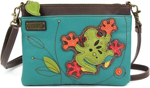Vista 19 de CHALA Mini bandolera/bolso con correa convertible elegante, compacto, versátil Loro azul - Gris cálido