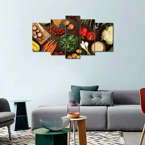 Vista 2 de Arte de pared de alimentos, frutas frescas, verduras, lienzo para comedor, impresión en lienzo, pintura, obras de arte para oficina, sala de estar