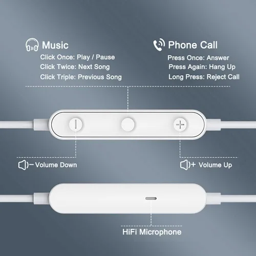 Vista 5 de Auriculares con cable con aislamiento de ruido, auriculares con micrófono compatibles con Samsung Galaxy A16 A15 A14 A06 A05 A03S A25 A26 S10 S9