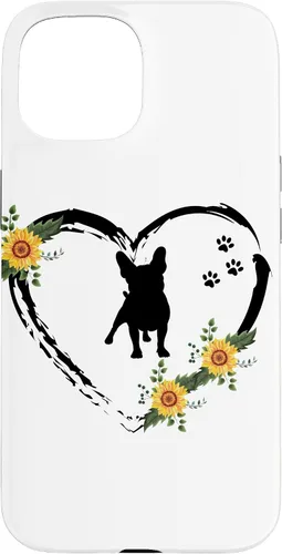 Vista 6 de iPhone 16 French Bulldog With Paw Prints And Sunflower Heart On White Case