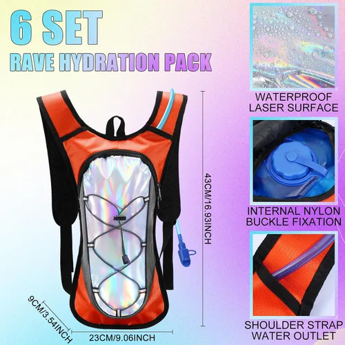 Vista 3 de Chunful Paquete de 6 mochilas de hidratación para correr, paquetes de hidratación para festivales, mochila de agua ligera con vejiga de agua de 2L