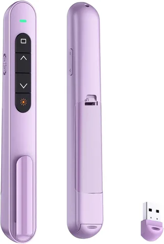 Vista 14 de QUI Clicker de presentación para PowerPoint, RF 2.4GHz USB Presentador inalámbrico remoto con Control de Volumen, Clicker de PowerPoint Avanzador