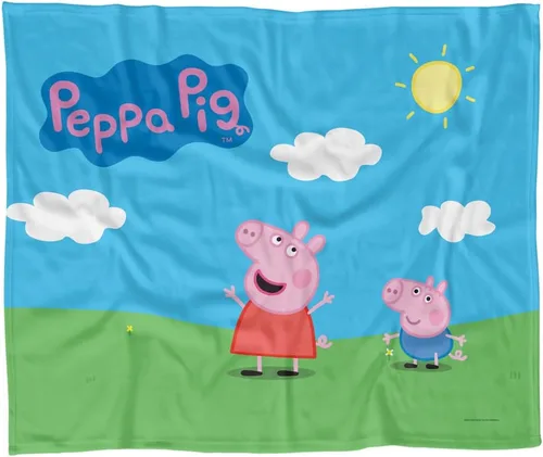 Vista 5 de LOGOVISION Peppa Pig - Manta de forro polar de 36 x 58 pulgadas de alto de Peppa and George