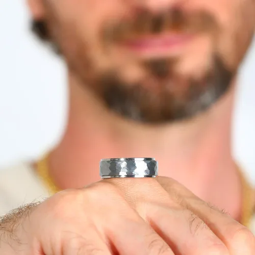 Vista 5 de Anillo giratorio de titanio de tungsteno de 0.2360.315 pulgadas para hombre, tamaño medio, sin níquel, anillo de ansiedad para hombres y mujeres