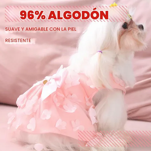 Vista 2 de Laifug Vestido para Perro Cachorro con Estampado Princesa Vestido para Perro Lindo para Fiestas (Rosa, XS)