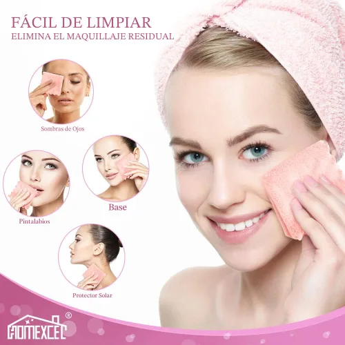 Vista 3 de HOMEXCEL Paquete de 24 paños desmaquillantes premium, paños de limpieza facial reutilizables súper suaves de 7 x 7 pulgadas con solo agua, toallas