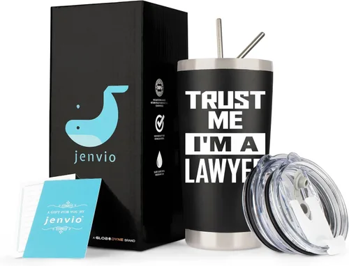 Vista 2 de Regalos de abogado para hombres Trust Me I'm a Lawyer Vaso de viaje de acero inoxidable grabado con láser de 20 onzas, regalo de Navidad