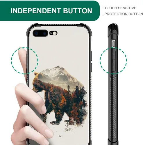 Vista 6 de Funda compatible con iPhone 8 Plus, diseño de oso de bosque otoñal, a prueba de golpes, antiarañazos, carcasa trasera de policarbonato duro