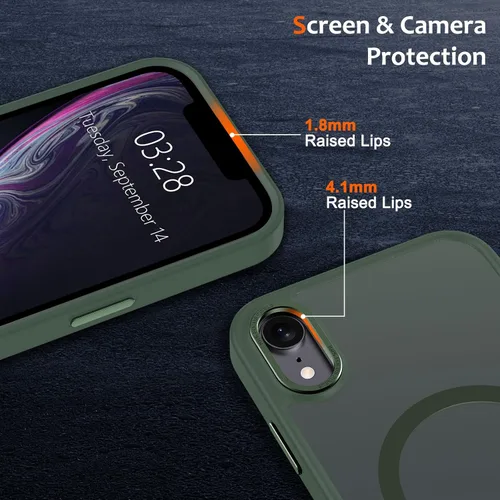 Vista 1001 de Anuck - Funda magnética para iPhone 11 compatible con MagSafe, carcasa trasera mate translúcida dura, borde de TPU, delgada, resistente a impactos