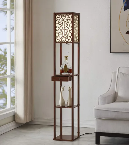 Vista 3 de Artiva USA Etagere Shelf Lámpara de pie con cajón