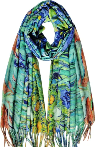 Vista 13 de VENVSBEE Reversible Scarf Soft Large Shawl Wrap Blanket Double Sided Art Print Warm Stoles Klimt Van Gogh Gifts Arte 01