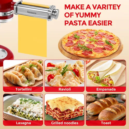 Vista 6 de Rodillo de pasta para batidora de pie Kitchenaid, máquina de pasta para accesorios de mezclador Kitchenaid, accesorio de pasta de acero inoxidable