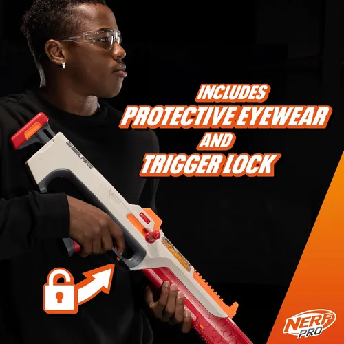 Vista 6 de Pistola Nerf Pro Gelfire Ghost de acción de proyectiles, cañón de impulso extraíble, 5000 rondas de gel, tolva integrada de 100 rondas, gafas