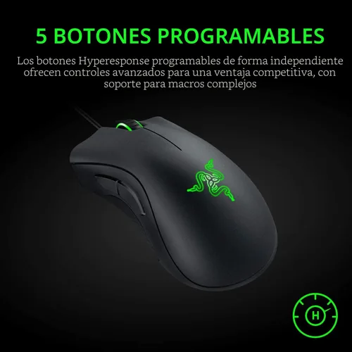 Vista 4 de Razer DeathAdder Essential Gaming Mouse: sensor óptico de 6400 DPI - 5 botones programables - Interruptores mecánicos - Puños laterales de goma