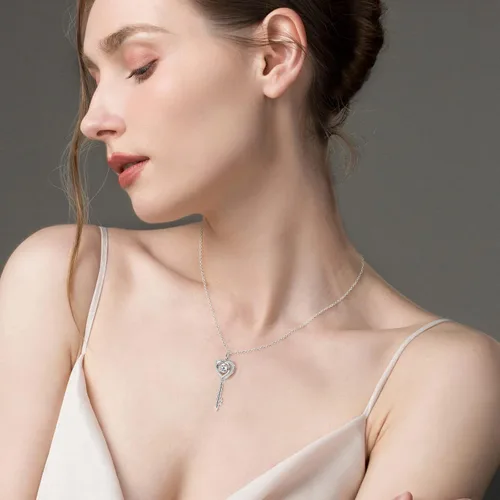 Vista 7 de Diamond Cross Necklace for Women, Moissanite Pendant Necklace, S925 Sterling Silver Plated White Gold Jewelry Gift for Birthday Anniversary Wife Mom