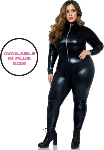 Vista 5 de Leg Avenue Women Wet Look Zipper Front Catsuit Costume