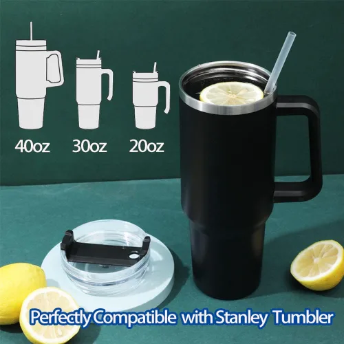 Vista 3 de Paquete de 6 popotes de repuesto de silicona para vasos de 20, 30 y 40 onzas, popotes reutilizables con cepillo de limpieza compatibles con vasos