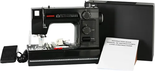 Vista 3 de Máquina de costura industrial con cuerpo de aluminio HD1000 edición en color negro con caída de 14 hileras, ojal de 4 pasos, enhebrador de agujas